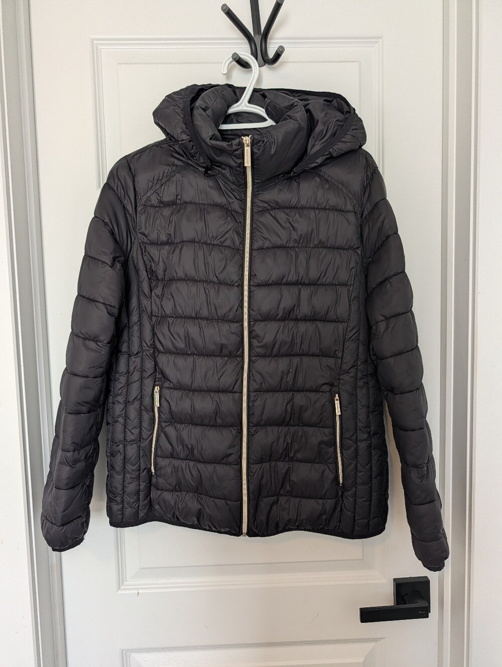Micheal Kors Lightweight Black Puffer Hooded Jacket - Women's